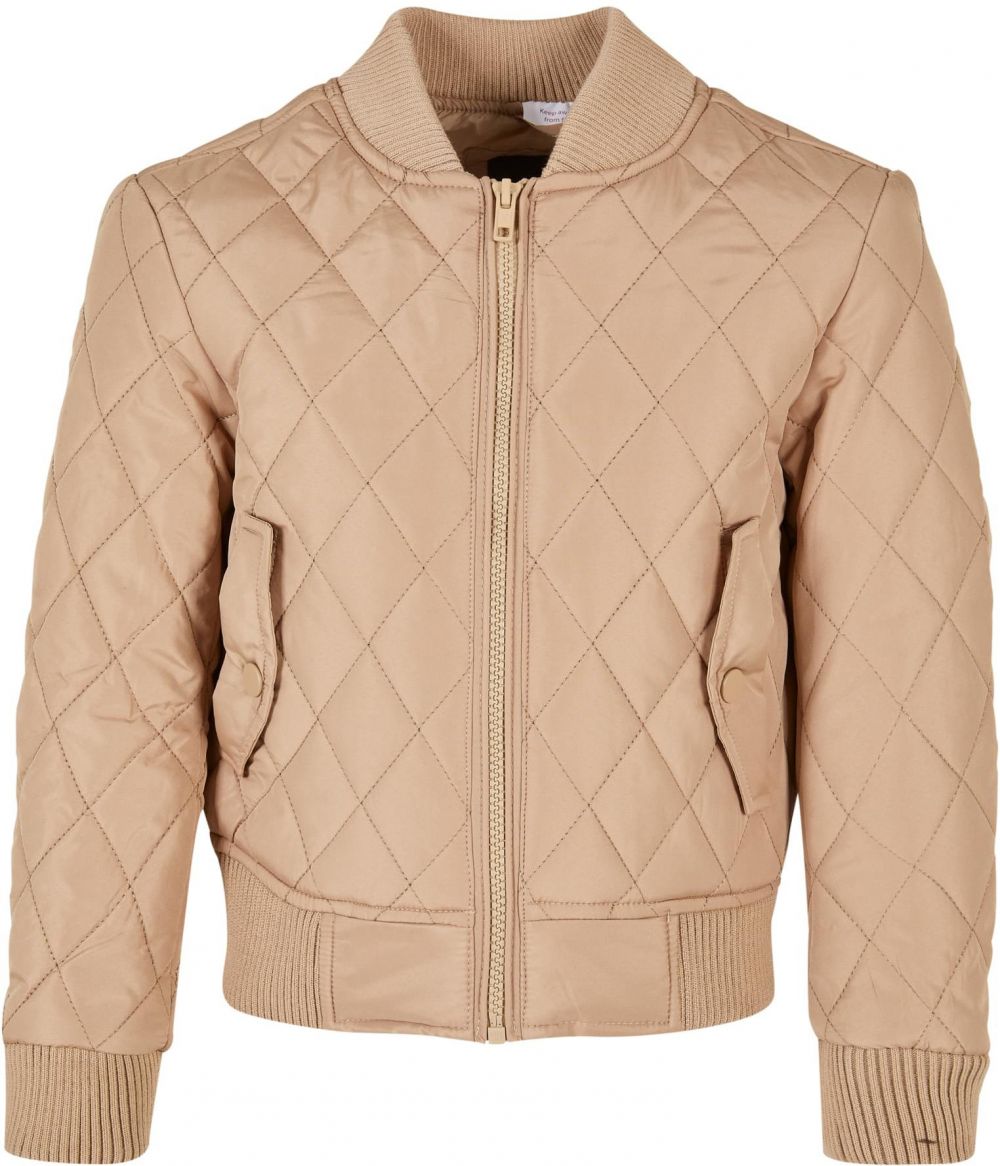 Girls' Diamond Quilt Nylon Union Jacket Beige