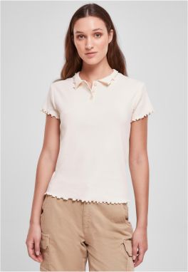 Women's White Sand Rib Polo T-Shirt