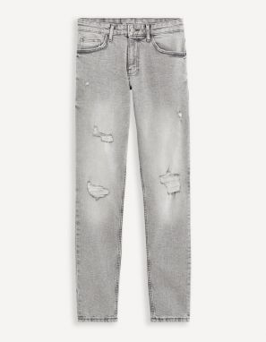 Šedé pánske slim fit džínsy Celio Fostroy