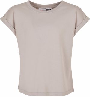 Girls' organic t-shirt with extended shoulder in warm gray