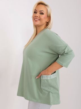 Pistachio women's blouse in a larger size with pockets