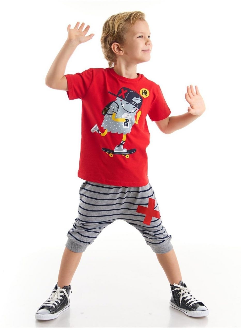 Súprava Denokids Hi Skateboard Boys tričko a šortky Capri