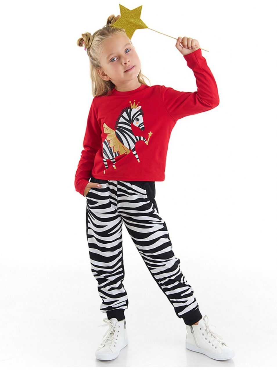 Denokids Balerína Zebra Dievčenské tričko a nohavice set