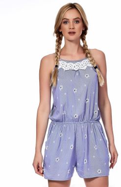 Blue jumpsuit with small stripes