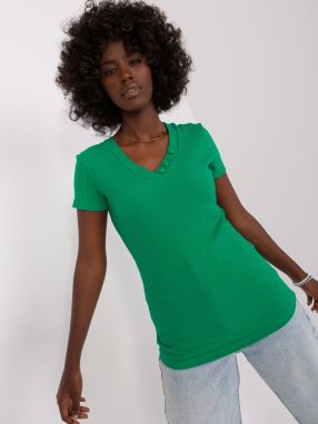 Green waisted basic striped blouse