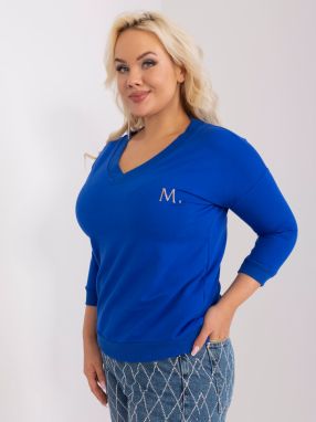 Cobalt blue plus size neckline blouse
