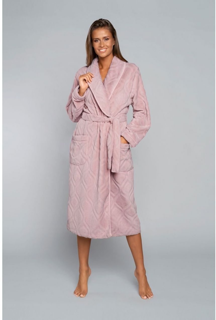 Women's Morena Long Sleeve Bathrobe - Powder Pink
