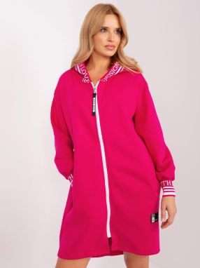 Fuchsia long sweatshirt with zipper