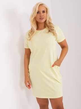 Light yellow sweatshirt dress of large size made of cotton