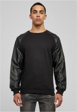 Imitation Raglan Leather Crew blk/blk