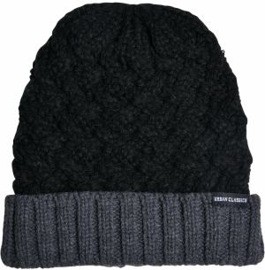 Braid Knit Beanie Black/Heather Grey