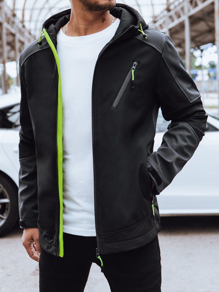 Pánsky softshell s kapucňou čierna Dstreet