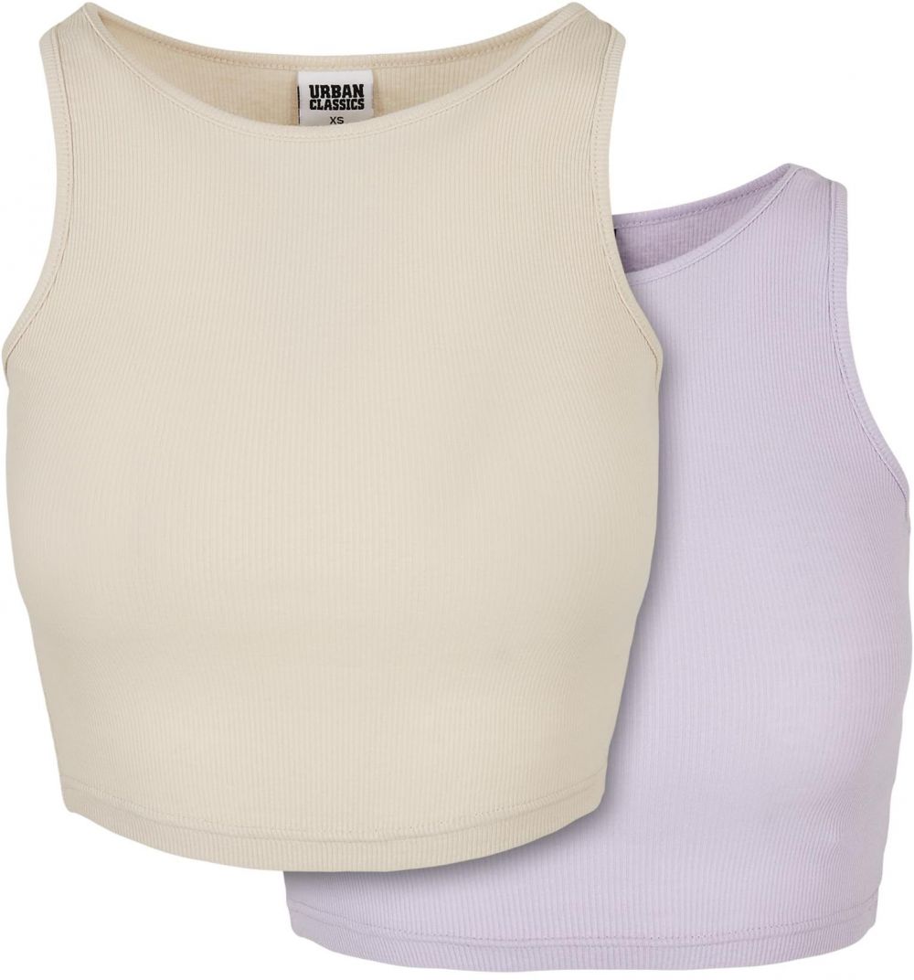 Women's Cropped Rib Top 2-Pack Softseagrass+Lilac