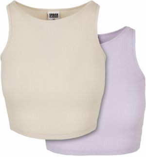 Women's Cropped Rib Top 2-Pack Softseagrass+Lilac