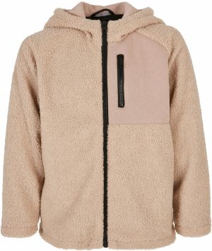 Sherpa boys' jacket with darksand zipper hood