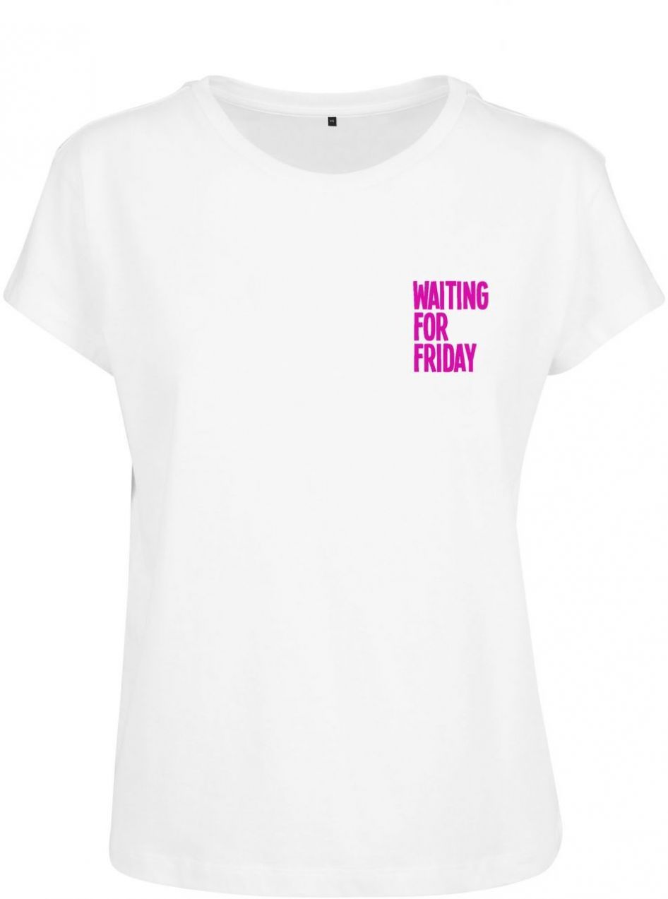 Ladies Waiting For Friday Box Tee White/Pink