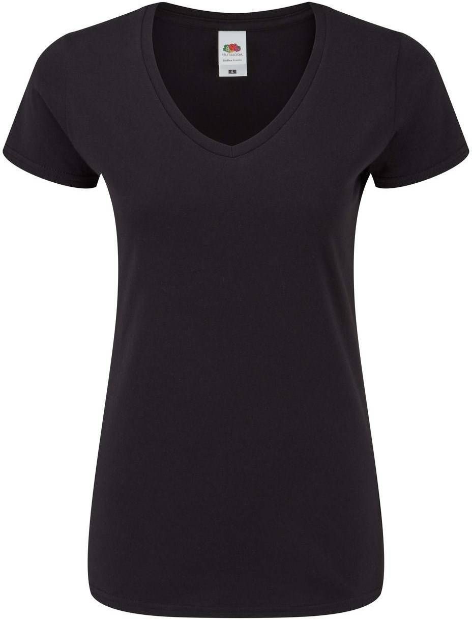 Čierne dámske tričko Iconic Vneck Fruit of the Loom