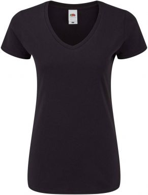Čierne dámske tričko Iconic Vneck Fruit of the Loom