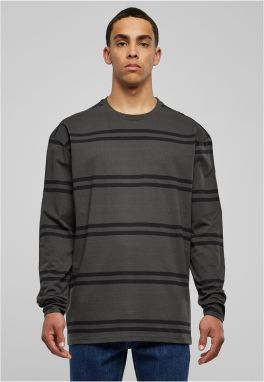 Oversized Striped Long Sleeve Basket/Black