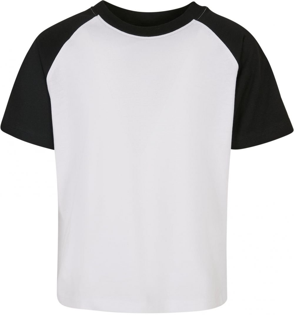 Boys' T-shirt with contrasting raglan white/black