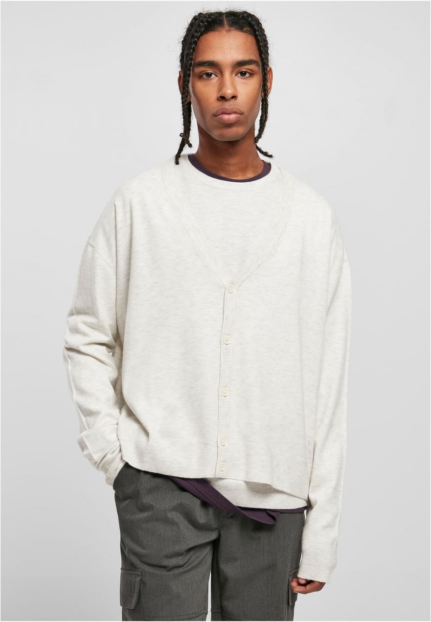 Eco Mix Boxes Cardigan Light Grey