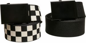 Check And Solid Canvas Belt 2-Pack black/offwhite