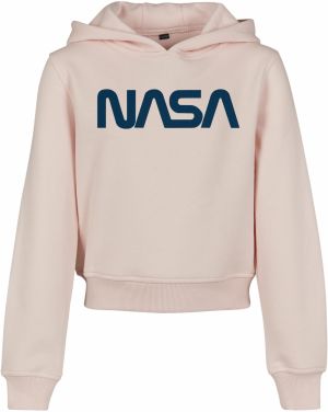 Detská NASA skrátená mikina s kapucňou ružová