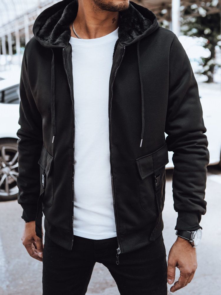 Men's insulated zip-up hoodie black Dstreet