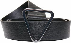 Triangular buckle belt made of synthetic leather, black