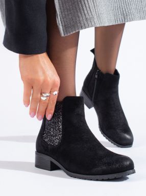 Women's suede black Chelsea boots Shelvt