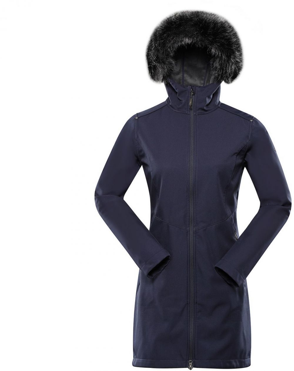 Alpine Pro Tmavomodrý dámsky softshellový kabát s kapucňou ALPINE PRE IBORA