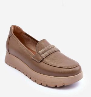 Leather platform shoes with embellishment, beige Lemar Lehira