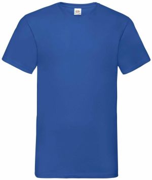 Modré pánske tričko Valueweight s výstrihom do V od značky Fruit of the Loom