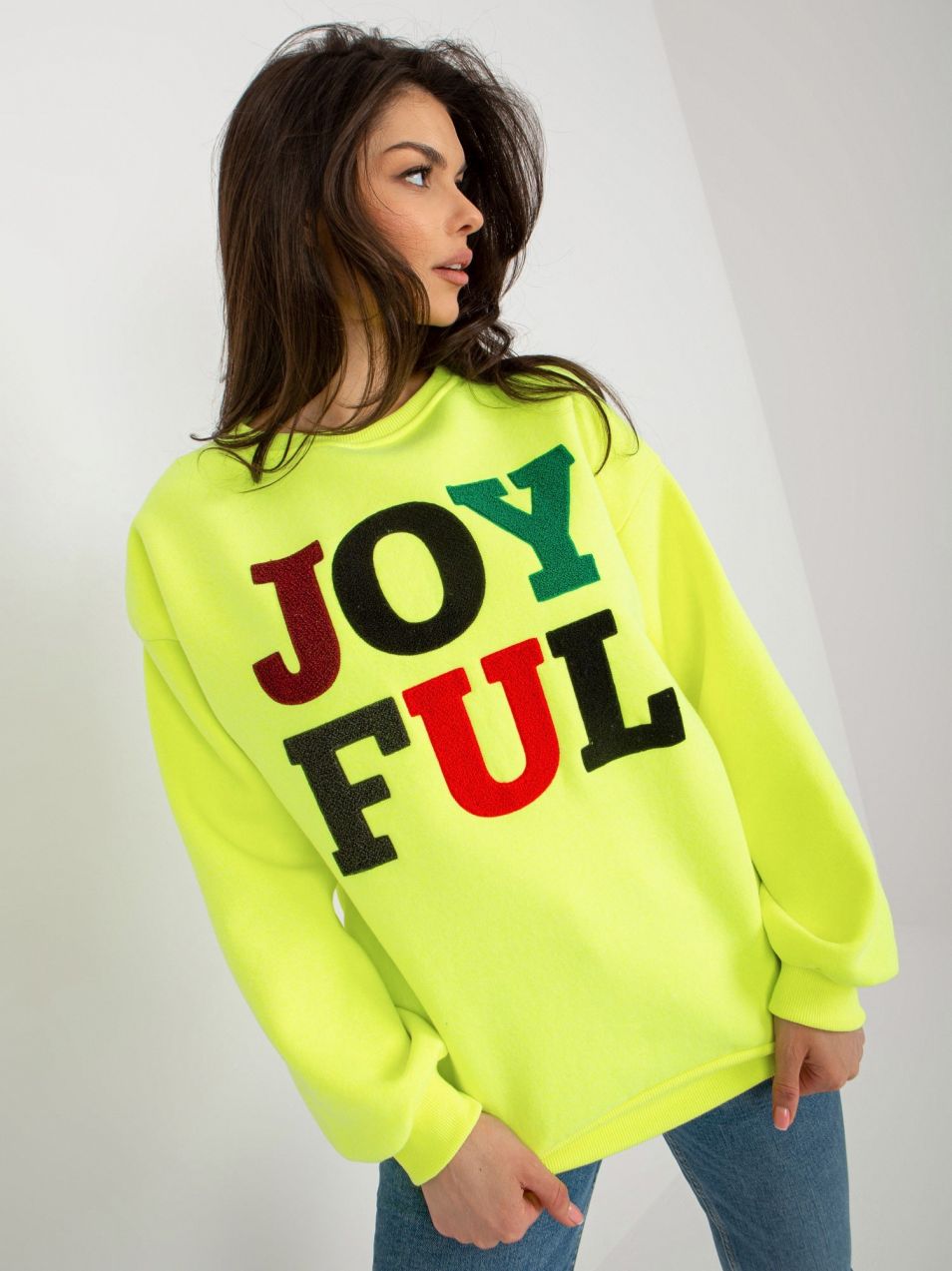Fluo yellow sweatshirt without sweatshirt with patches