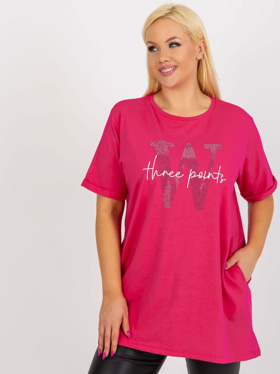 Fuchsia long cotton blouse larger size
