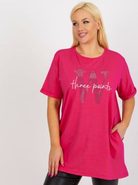 Fuchsia long cotton blouse larger size