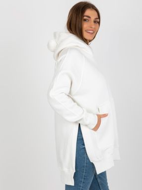 Ecru long kangaroo hoodie with ears