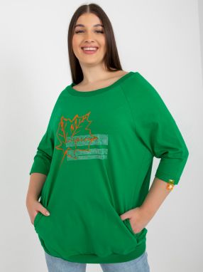 Green plus size blouse with neckline on back