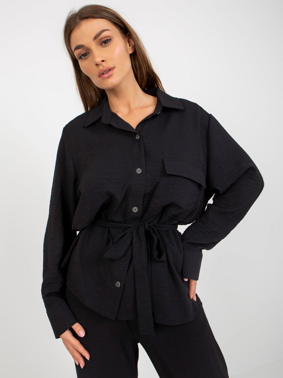 Black Women's Oversize Collared Shirt