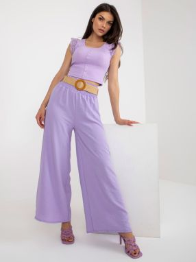 Light purple trousers made of airy fabric