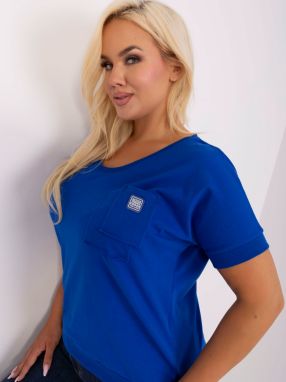 Cotton cobalt blue blouse of larger size