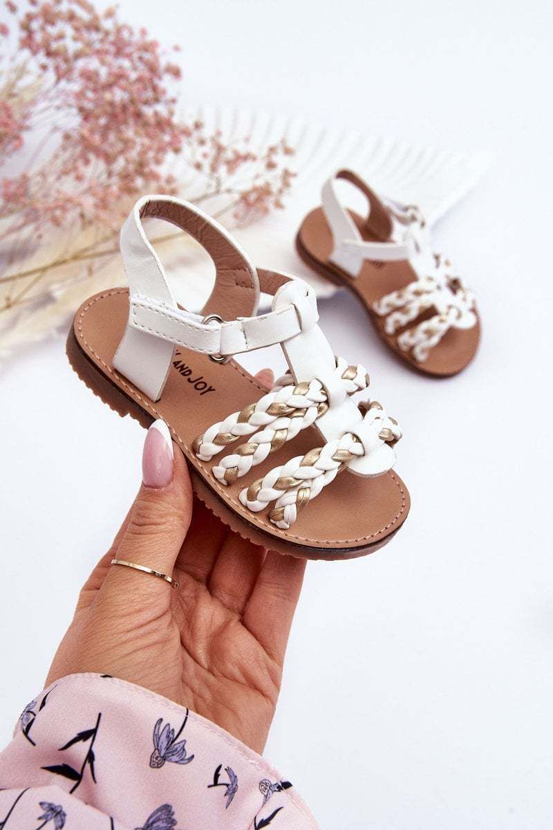 Children's Velcro sandals with stripes white Sammy