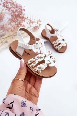 Children's Velcro sandals with stripes white Sammy