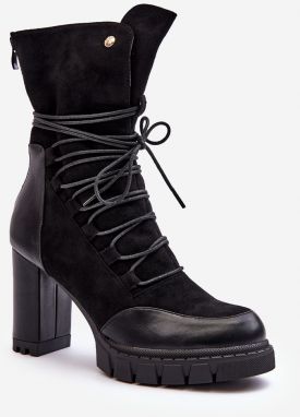 Women's high-heeled ankle boots with Black Artie lacing