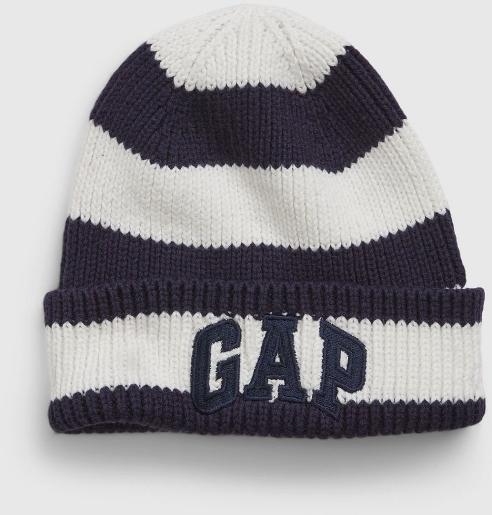 Modro-biela detská pruhovaná čiapka s logom GAP
