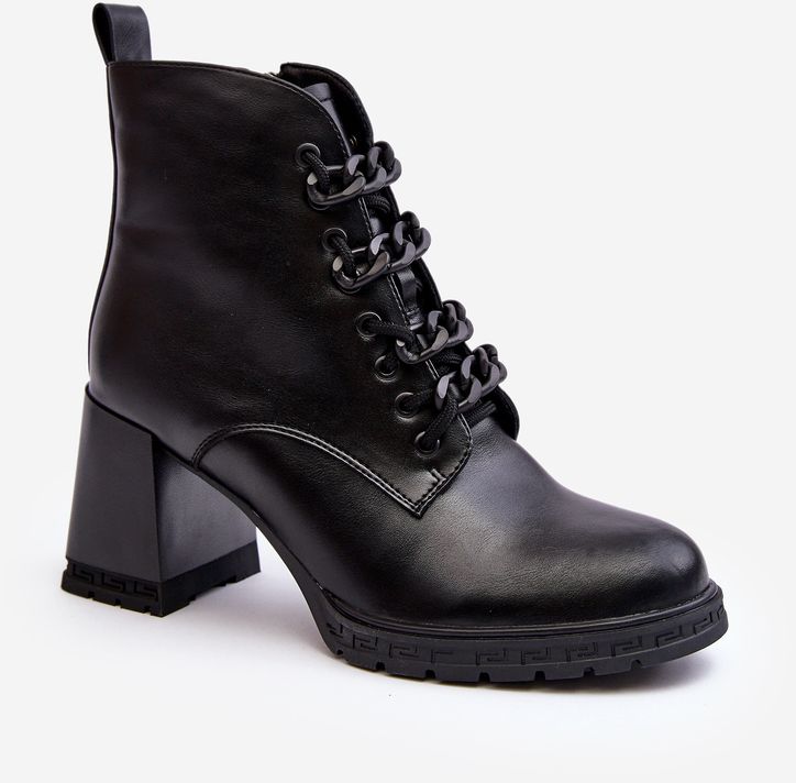 Women's lace-up high heeled shoes D&A Black