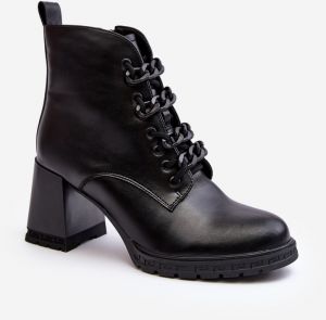 Women's lace-up high heeled shoes D&A Black