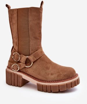 Women's suede insulated work boots Camel Brinnon