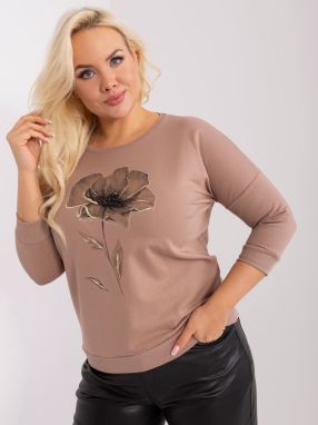 Dark beige plus size blouse with appliqué
