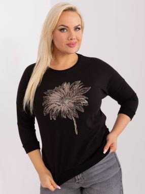 Black blouse for everyday wear with 3/4 sleeves